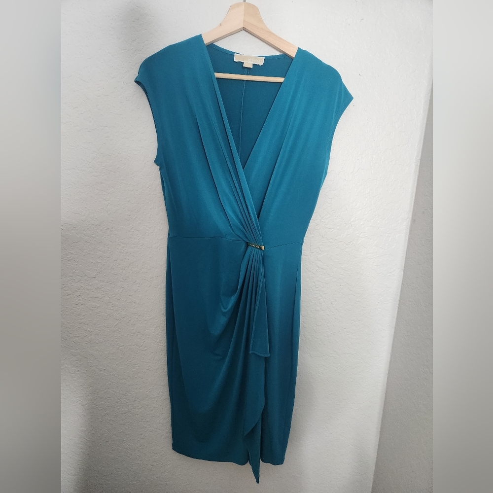Michael Kors Teal Wrap Front Dress
